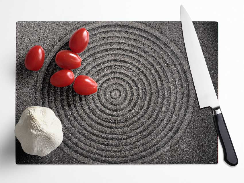 Perfect Circular Sand Formation zen Glass Chopping Board