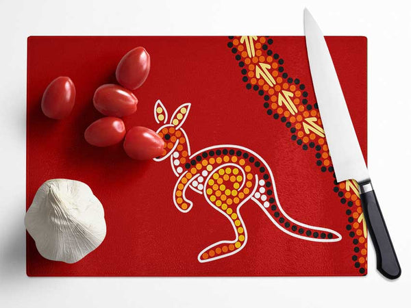 Aboriginal Native Australian Kangaroo Glass Chopping Board