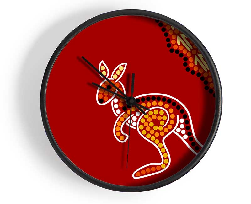 Aboriginal Native Australian Kangaroo Clock - Wallart-Direct UK