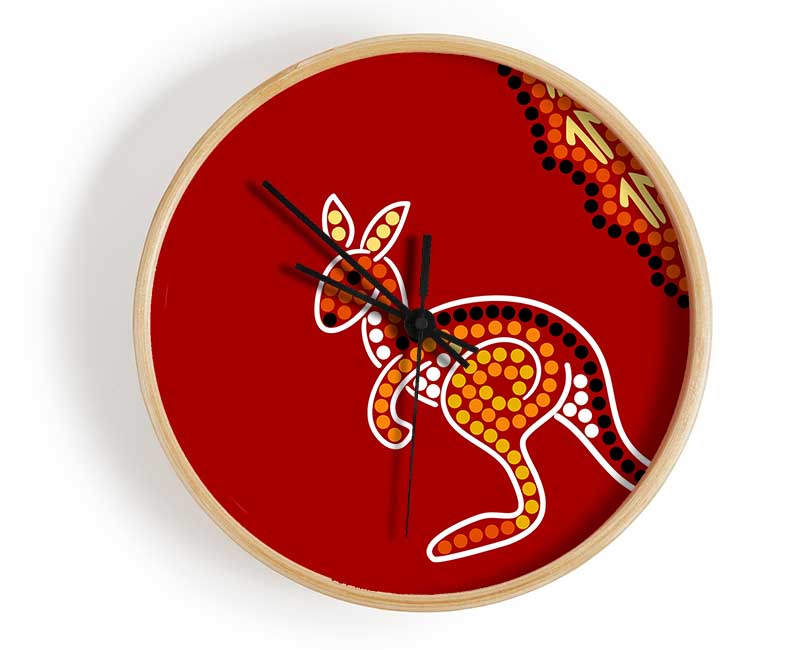 Aboriginal Native Australian Kangaroo Clock - Wallart-Direct UK