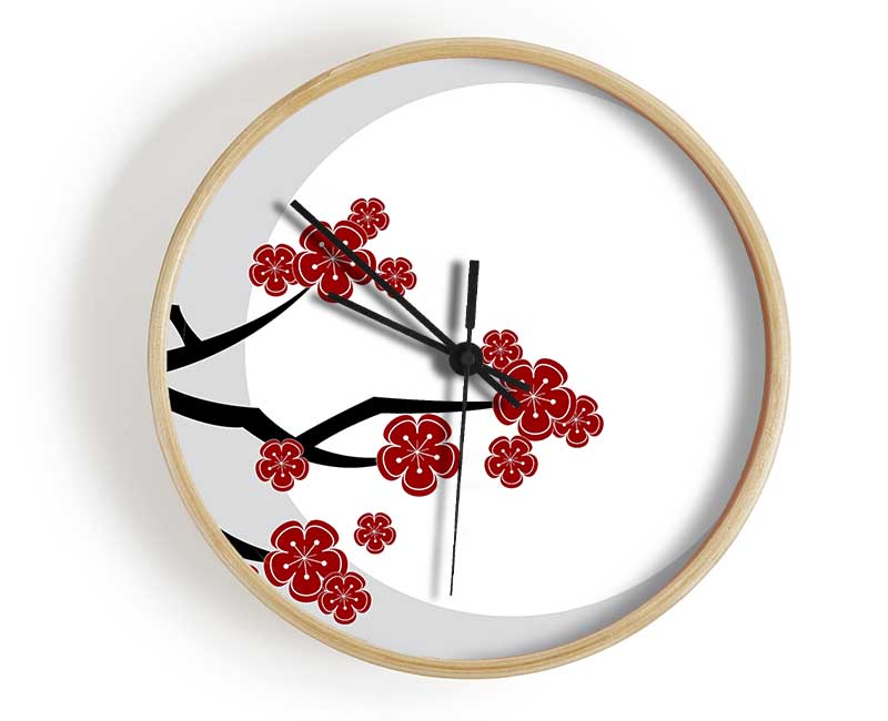 The Red Flowering Tree Clock - Wallart-Direct UK