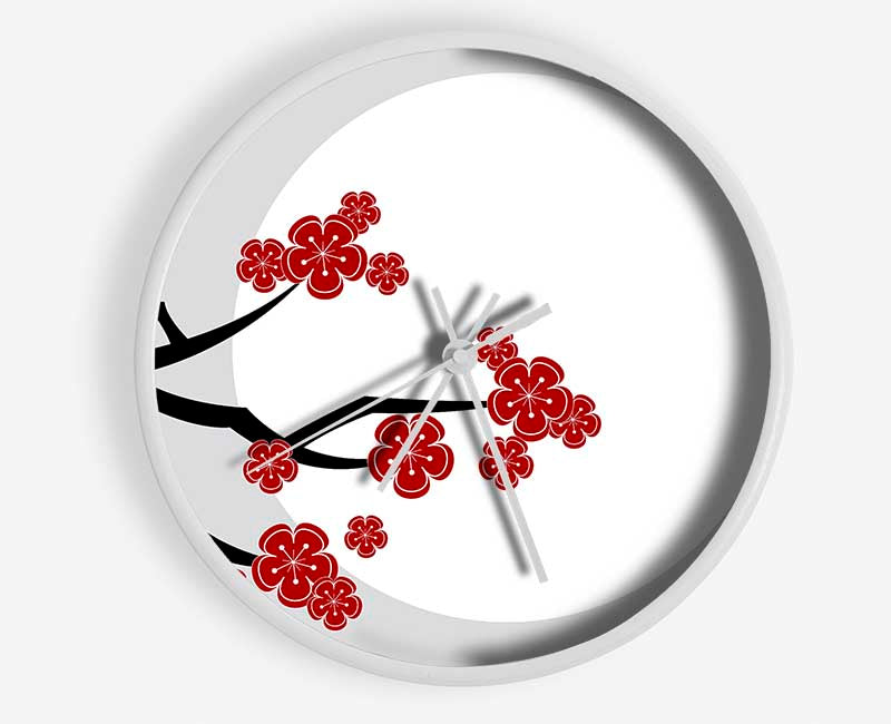 The Red Flowering Tree Clock - Wallart-Direct UK