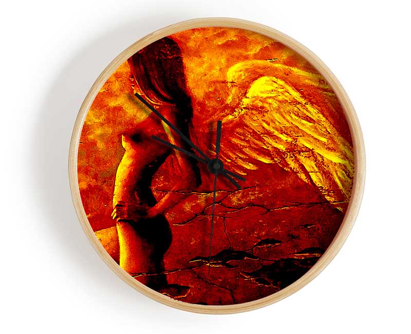 Orange Winged Angel Clock - Wallart-Direct UK