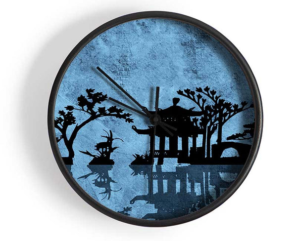 The Blue Japanese Garden Clock - Wallart-Direct UK