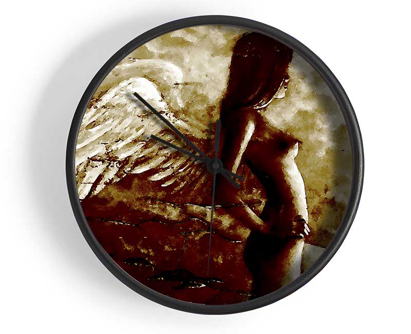 Brown Winged Angel Clock - Wallart-Direct UK