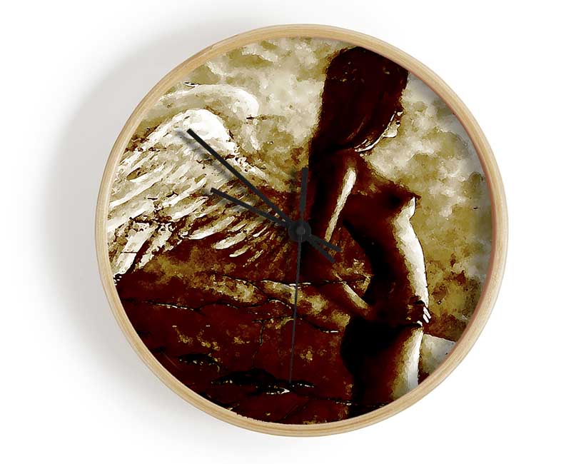 Brown Winged Angel Clock - Wallart-Direct UK