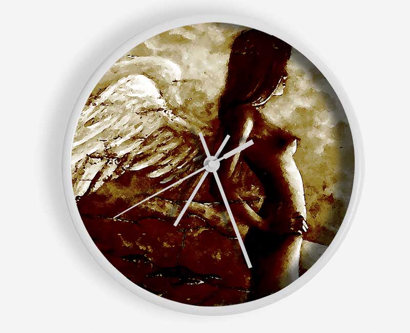 Brown Winged Angel Clock - Wallart-Direct UK