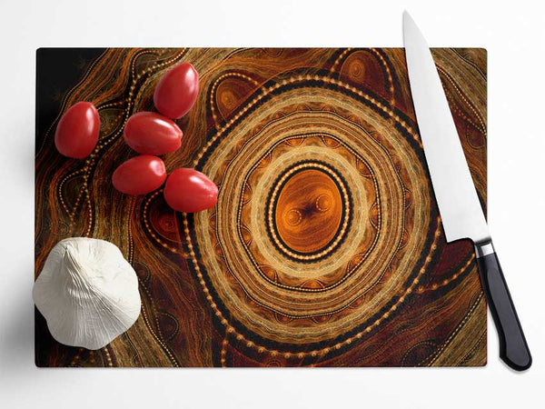 Aboriginal Tribal Power Glass Chopping Board