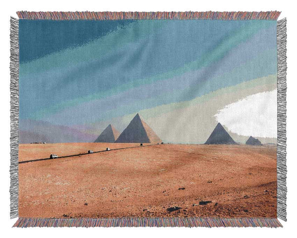 Egyptian Pyramids In The Distance Woven Blanket