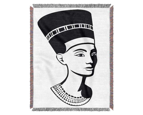 Egyptian Nefertiti B n W Woven Blanket