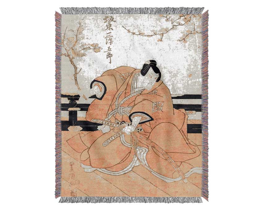 Japanese Samurai Warrior Woven Blanket