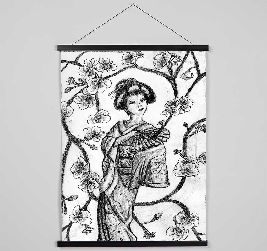 Japanese Geisha Art Hanging Poster - Wallart-Direct UK