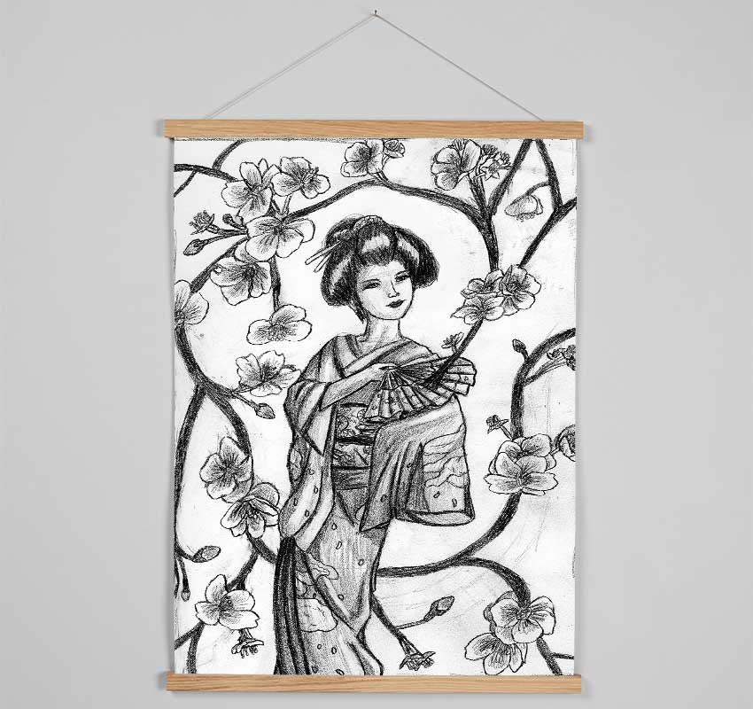 Japanese Geisha Art Hanging Poster - Wallart-Direct UK