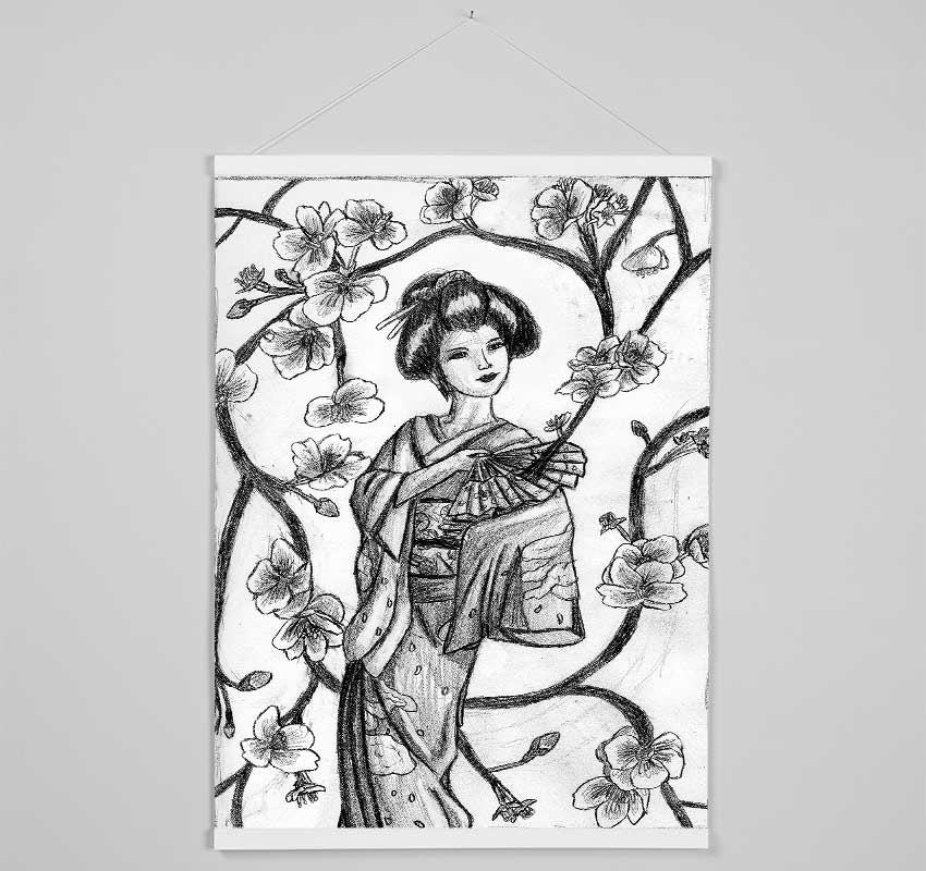 Japanese Geisha Art Hanging Poster - Wallart-Direct UK