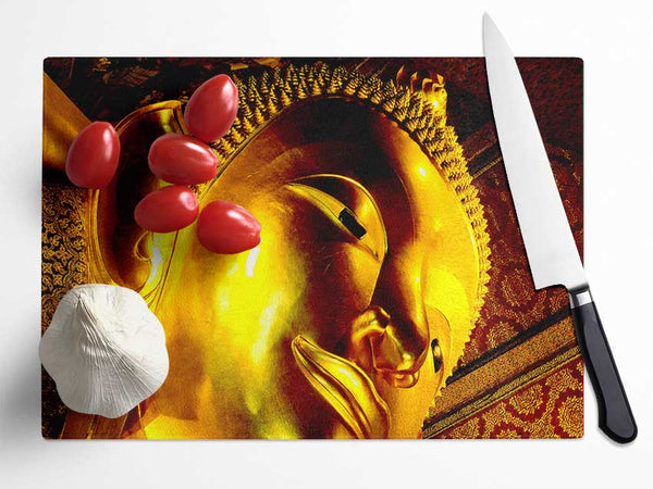 Golden Buddha Face Glass Chopping Board