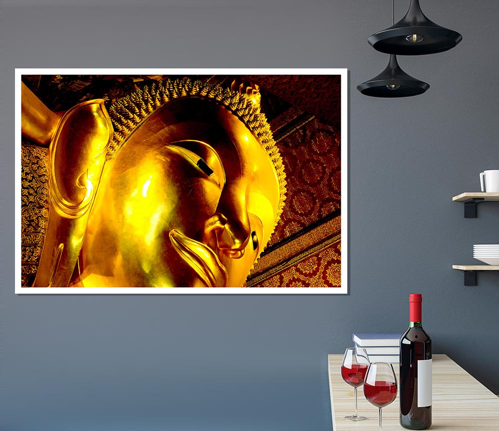 Golden Buddha Face Print Poster Wall Art