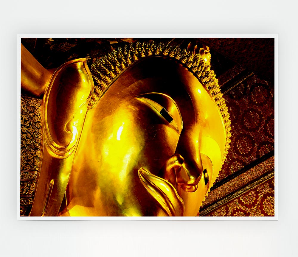 Golden Buddha Face Print Poster Wall Art