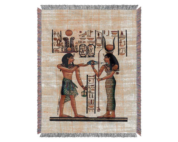 Offerings To The Egyptian Sun God Woven Blanket