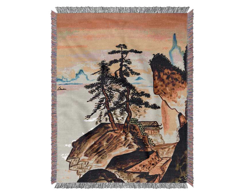 Japanese Mountains Woven Blanket