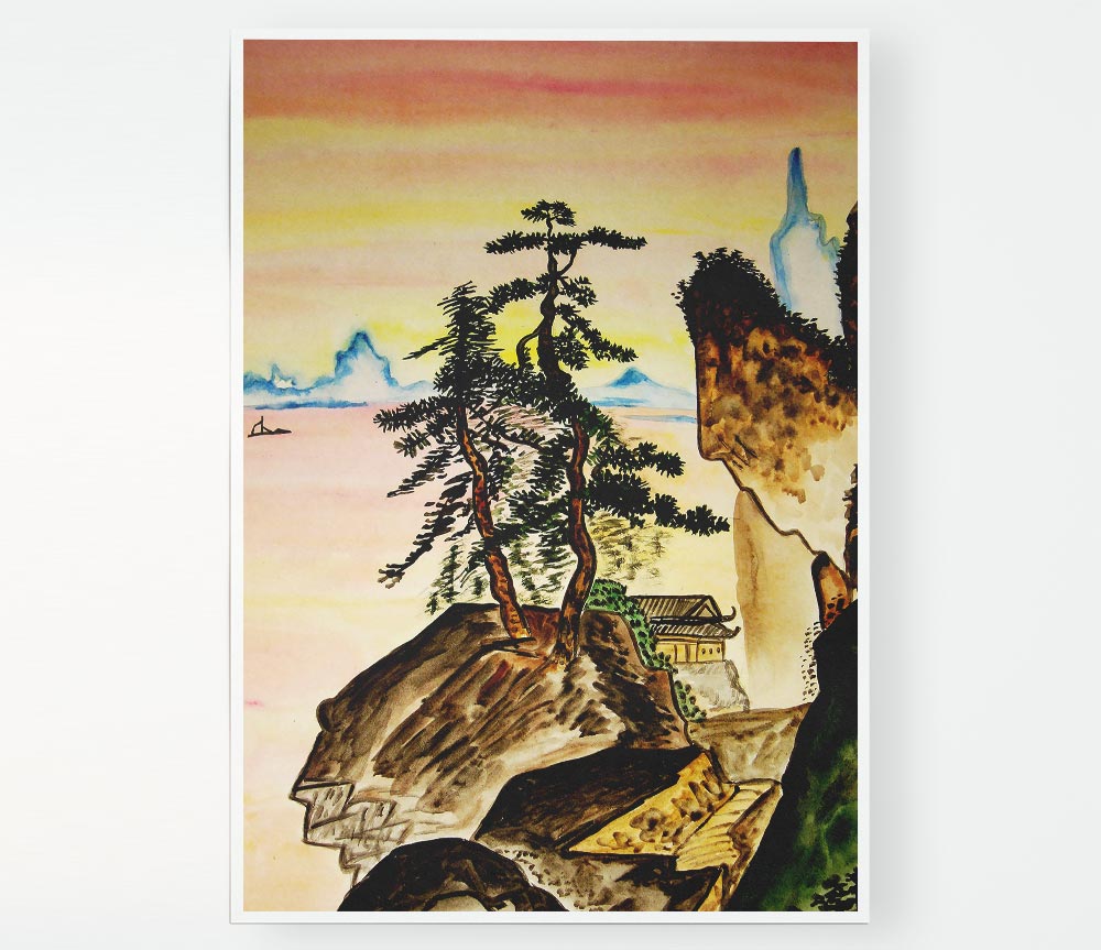 Japanese Mountains Print Poster Wall Art