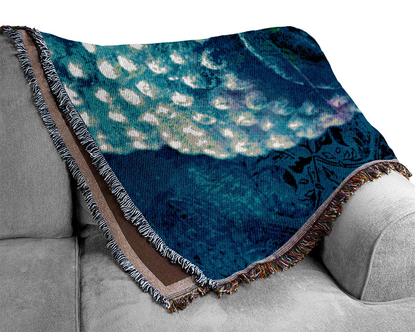 Retro Blue Green Buddha Woven Blanket