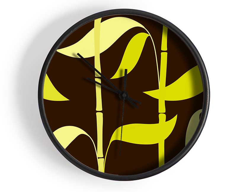 Bamboo Leaves Green Clock - Wallart-Direct UK