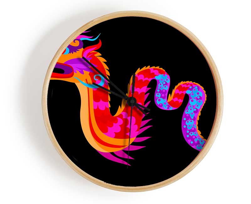 Japanese Rainbow Dragon Clock - Wallart-Direct UK