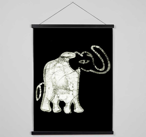 Native Elephant Art B n W Hanging Poster - Wallart-Direct UK