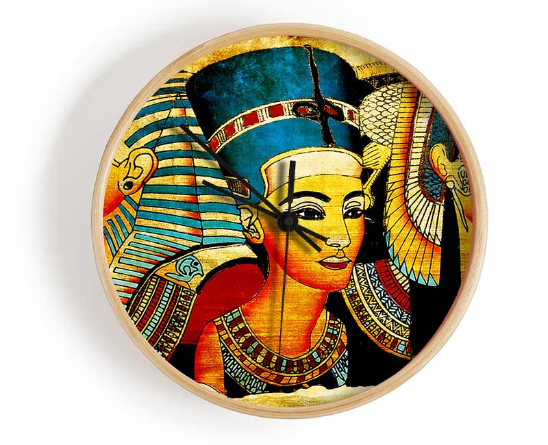 Heads Of Three Egyptian Queens n Kings Clock - Wallart-Direct UK