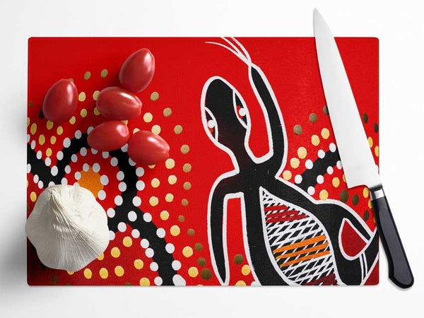 Aboriginal Red Gecko Sun Glass Chopping Board