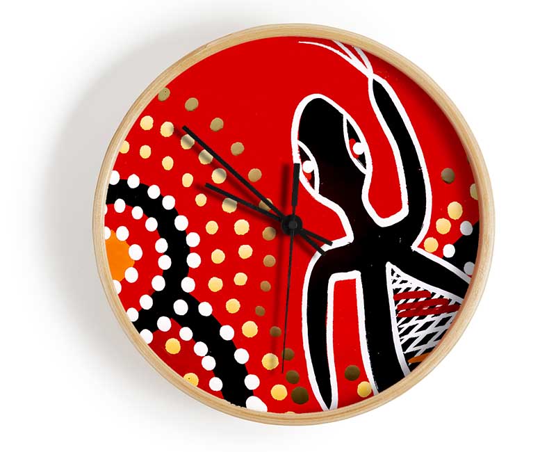 Aboriginal Red Gecko Sun Clock - Wallart-Direct UK