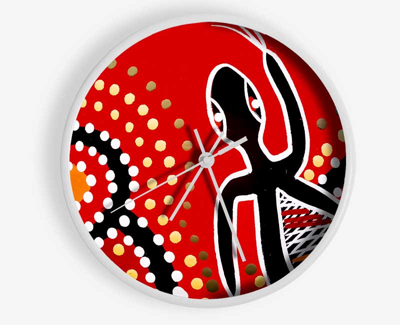 Aboriginal Red Gecko Sun Clock - Wallart-Direct UK