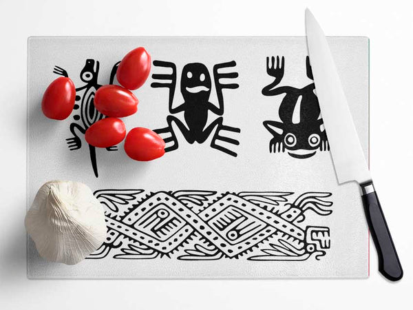 Tribal Animal Art Glass Chopping Board