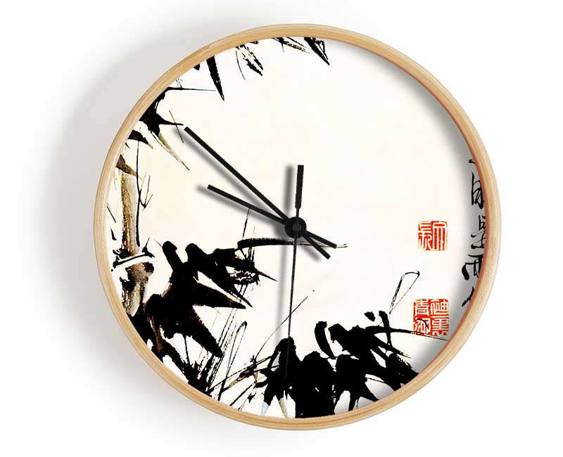 Bamboo Chinese Scripture Clock - Wallart-Direct UK