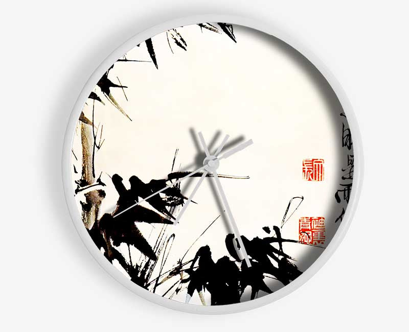 Bamboo Chinese Scripture Clock - Wallart-Direct UK