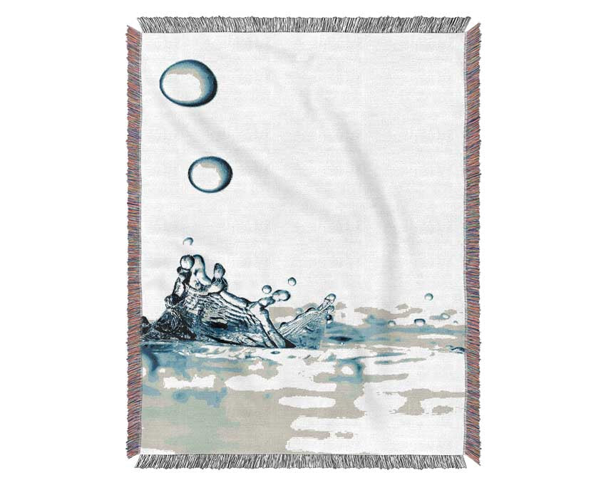 Blue Water Droplet Splash Woven Blanket