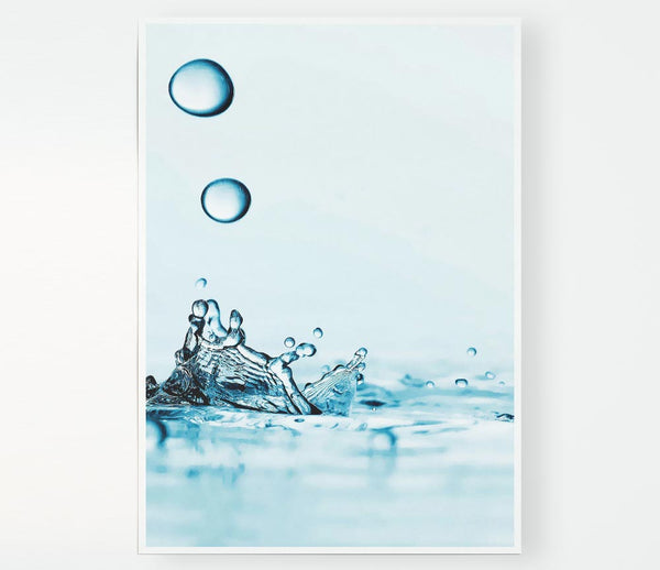 Blue Water Droplet Splash Print Poster Wall Art