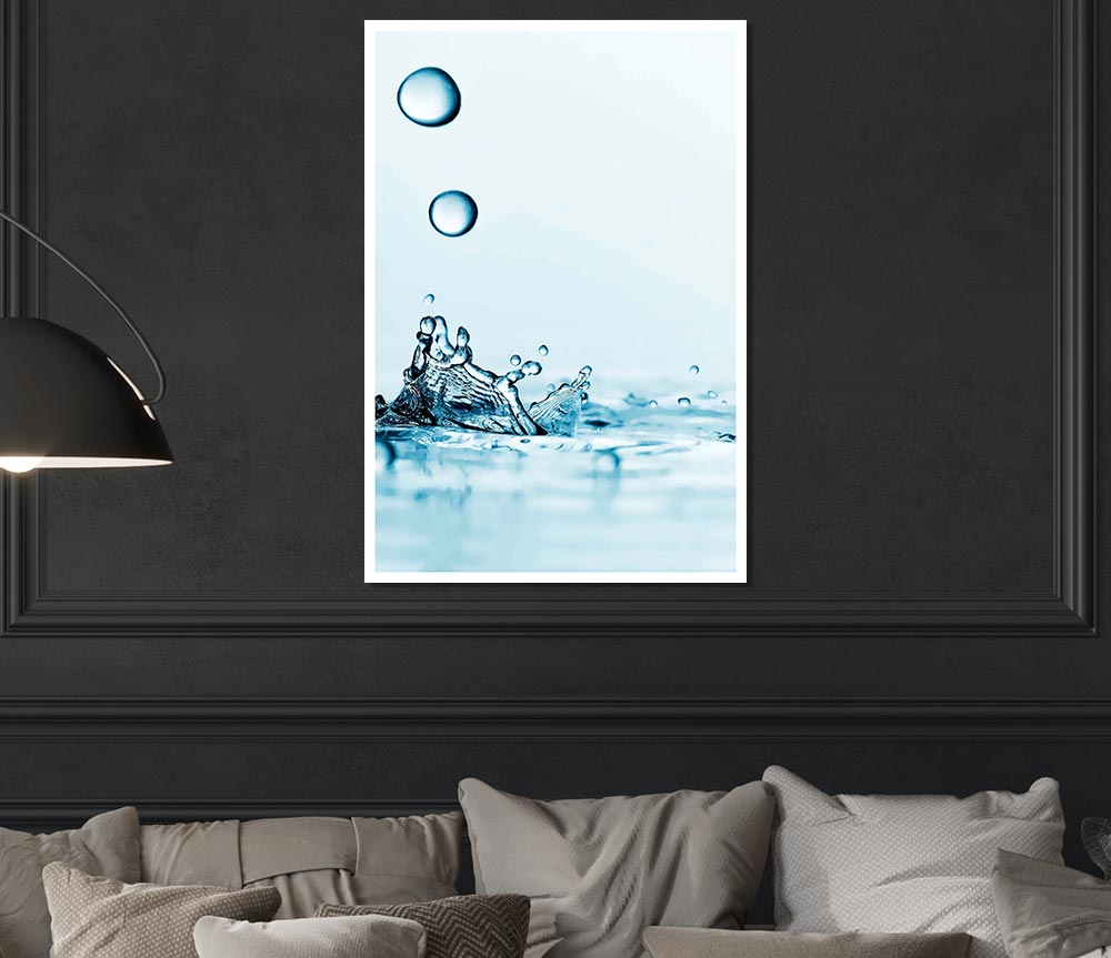 Blue Water Droplet Splash Print Poster Wall Art