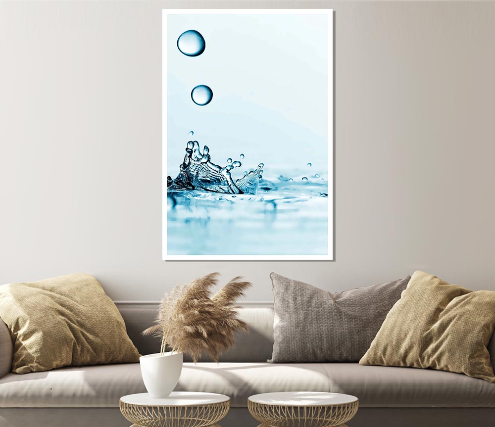 Blue Water Droplet Splash Print Poster Wall Art