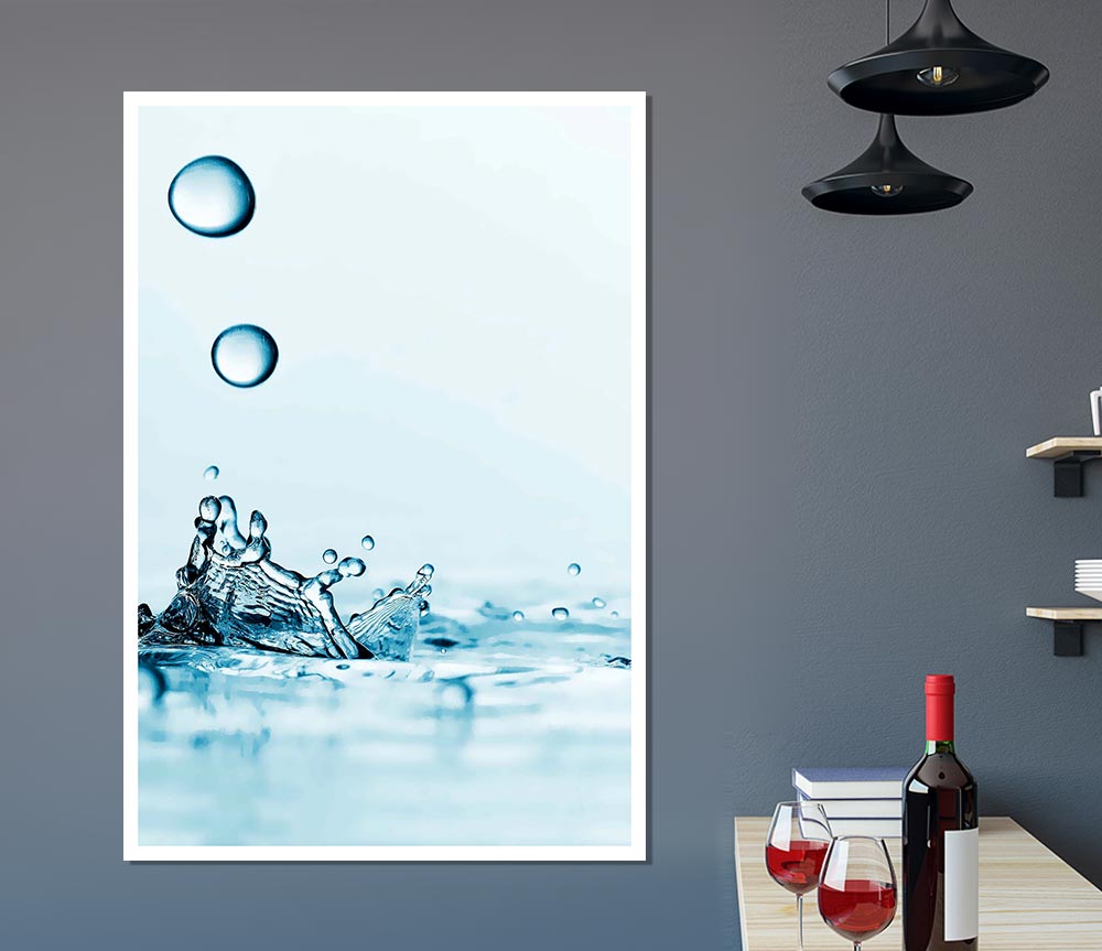 Blue Water Droplet Splash Print Poster Wall Art