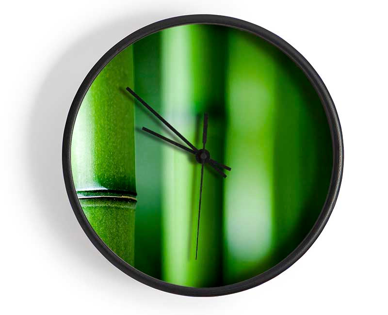 Green Bamboo Close-Up Clock - Wallart-Direct UK