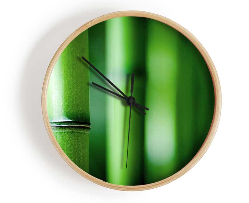 Green Bamboo Close-Up Clock - Wallart-Direct UK