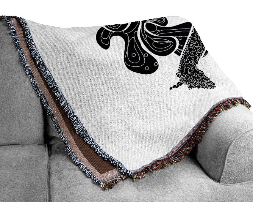 Giraffe Safari B n W Woven Blanket