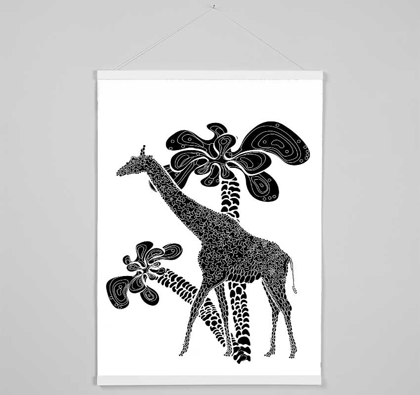 Giraffe Safari B n W Hanging Poster - Wallart-Direct UK