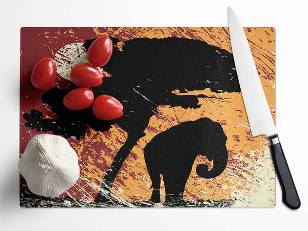 Elephant Safari By The Sun Glass Chopping Board