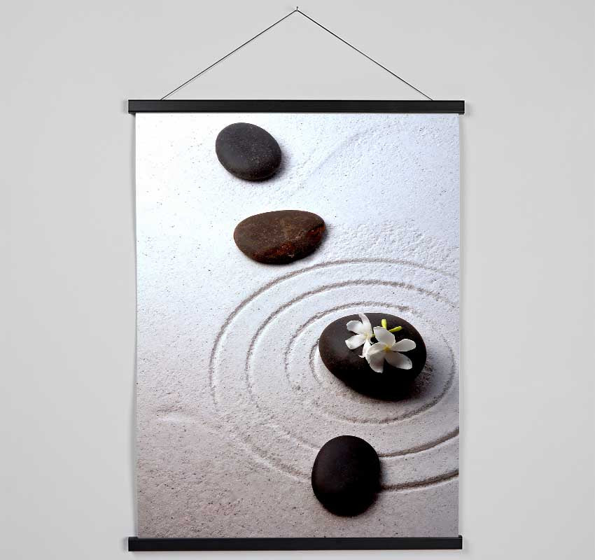 Peace Lily Zen Stones Hanging Poster - Wallart-Direct UK