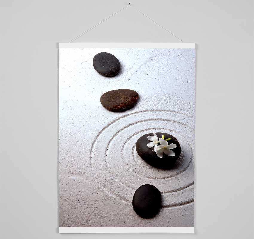 Peace Lily Zen Stones Hanging Poster - Wallart-Direct UK