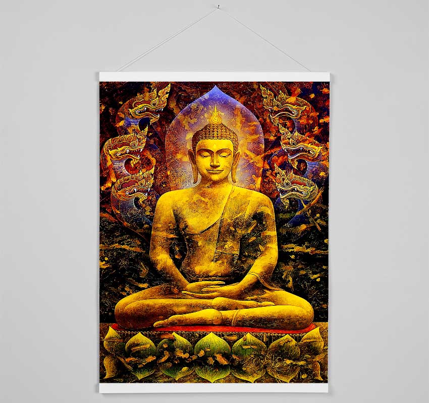 Meditating Buddha Dragons Hanging Poster - Wallart-Direct UK