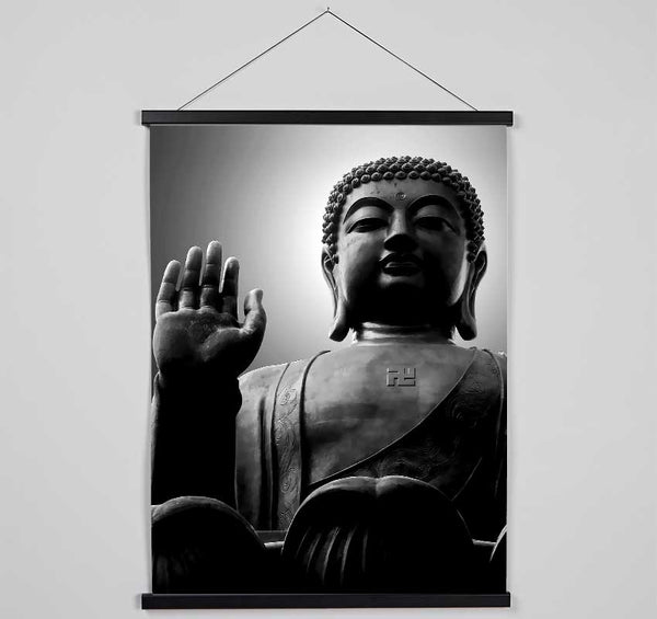 Black n White Buddha Statue Hanging Poster - Wallart-Direct UK