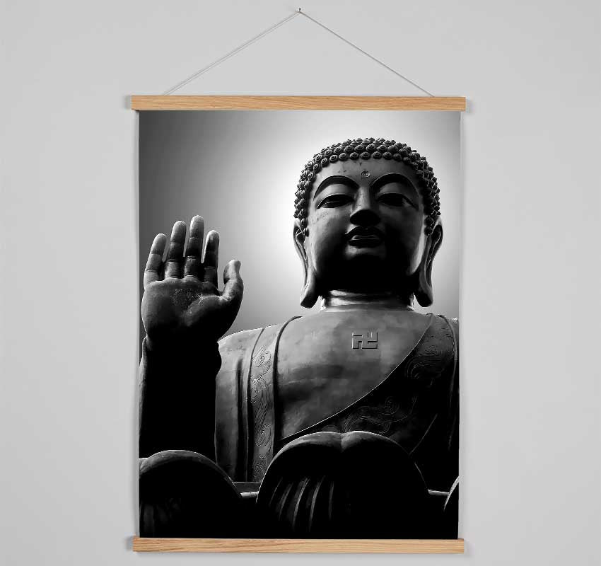 Black n White Buddha Statue Hanging Poster - Wallart-Direct UK